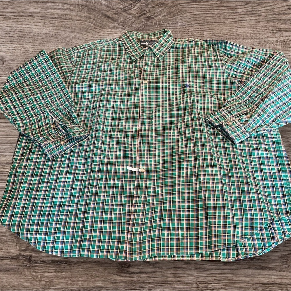 Ralph Lauren Men’s Green Plaid Classic Fit Button Down Shirt Size 3 XB BIG